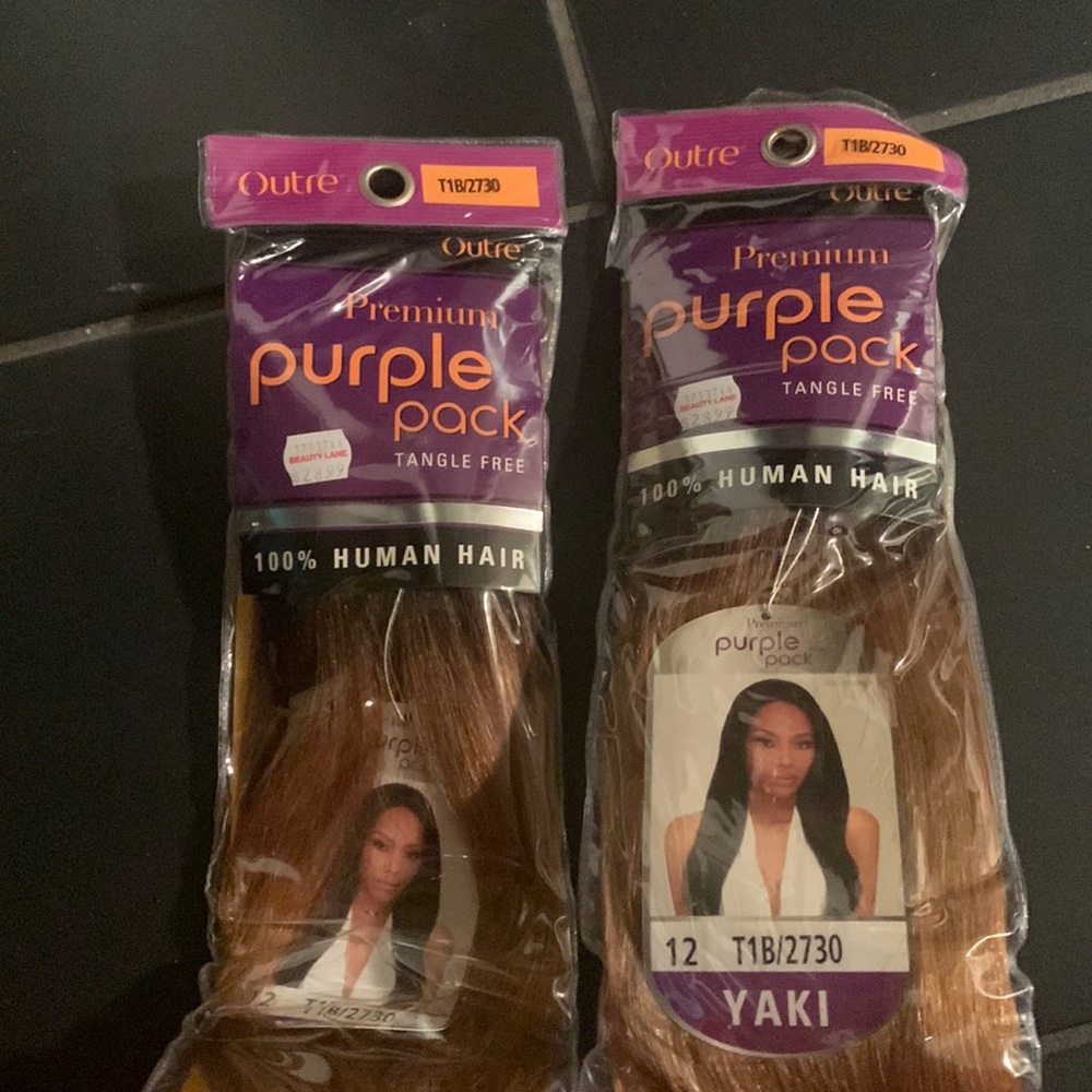 Outre Peeminim Purple 2 bundles  12 inch T1B/27/30 Tangle Free Human Hair